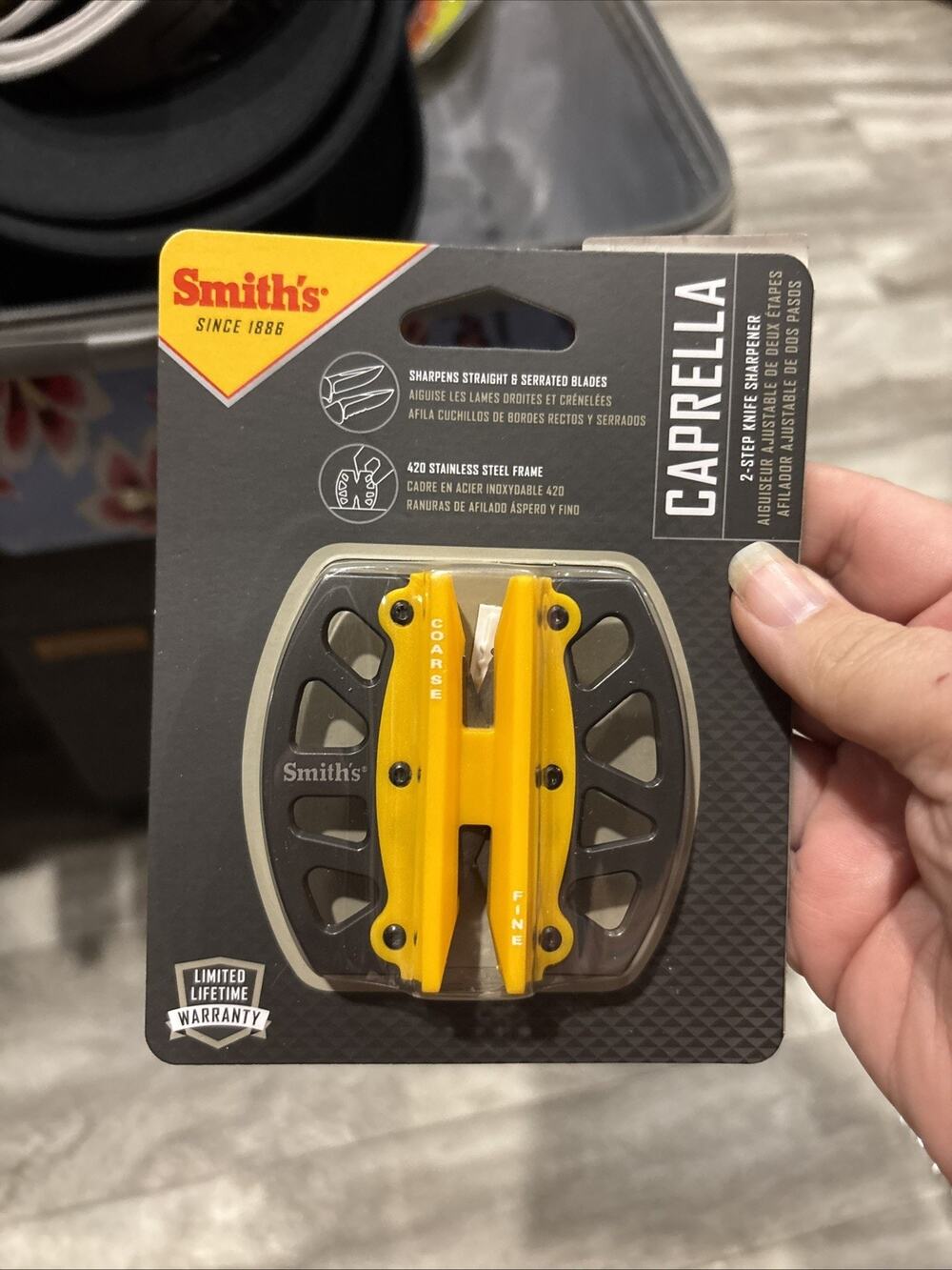 SMITHS Caprella 2 Step Knife Sharpener Stainless Steel Frame New Coarse Fine